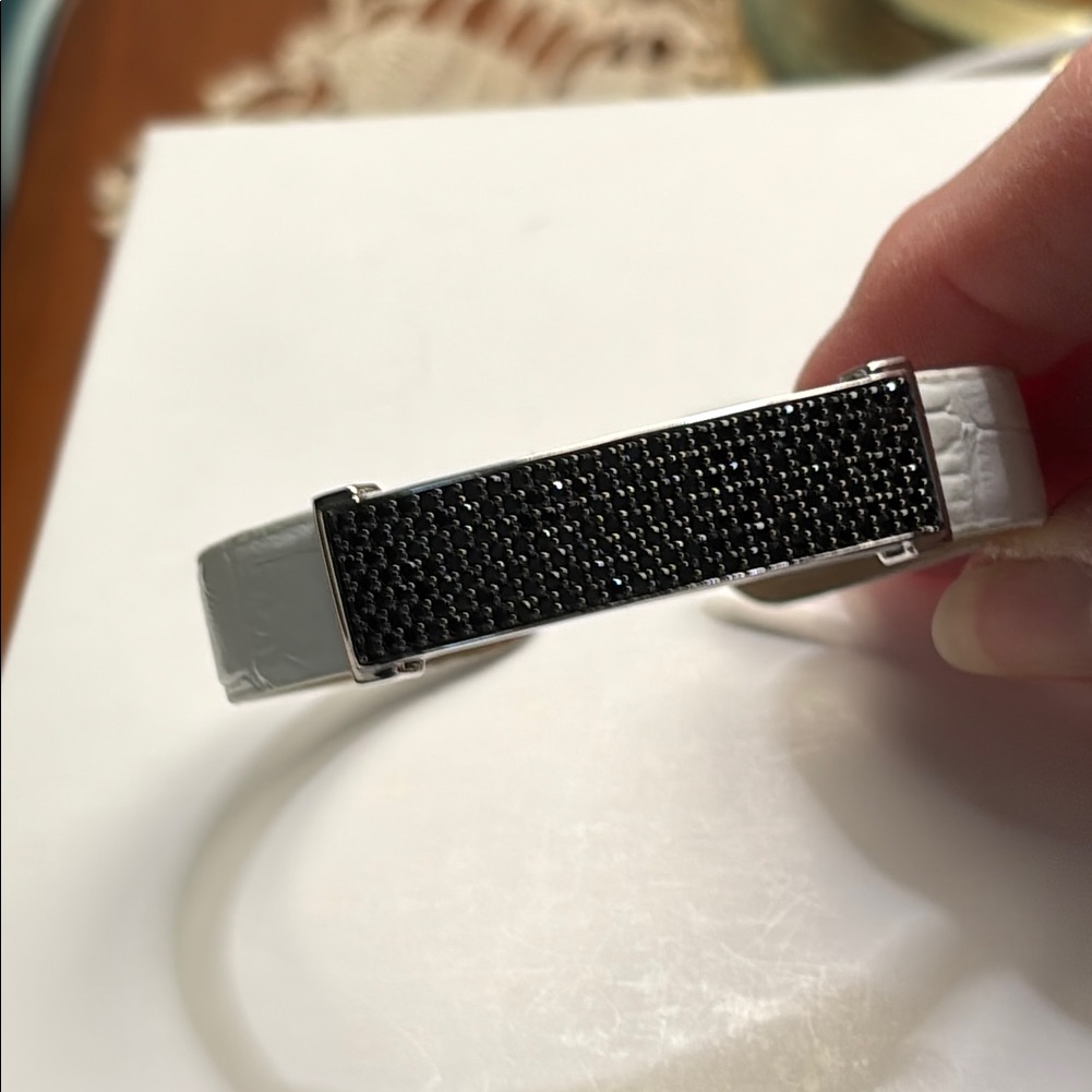 Nwot Qvc Black Spinel And Leather Bracelet 240$
